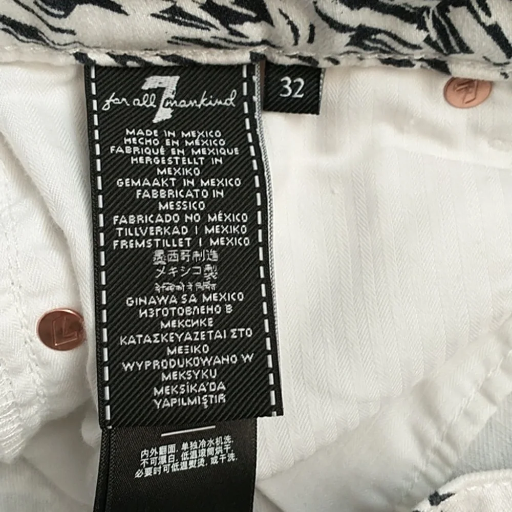 7 For All Mankind  White & Black Denim Brushstroke Print Skirt, Size 32 - Picture 3 of 5